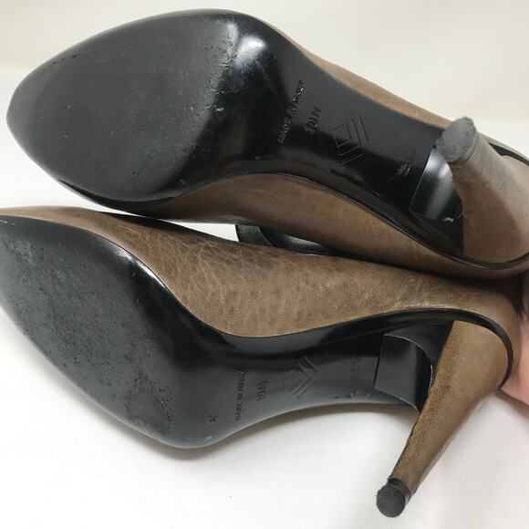 7 For All Mankind Women's Size 10 Mary Jane Pumps Leather Pointed Toe Brown Blk - Picture 6 of 8